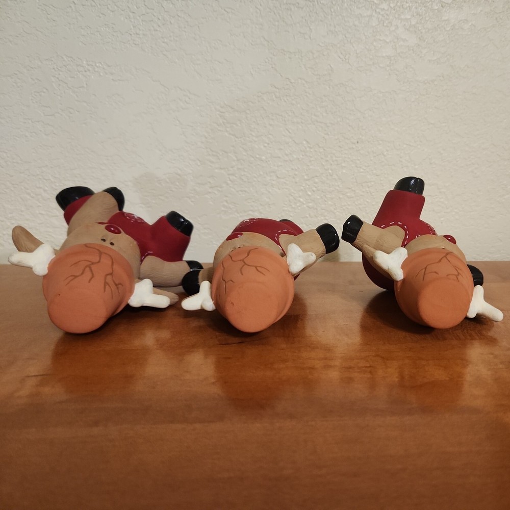 3 Crack Pot Reindeer Ceramic Bisque Painted
