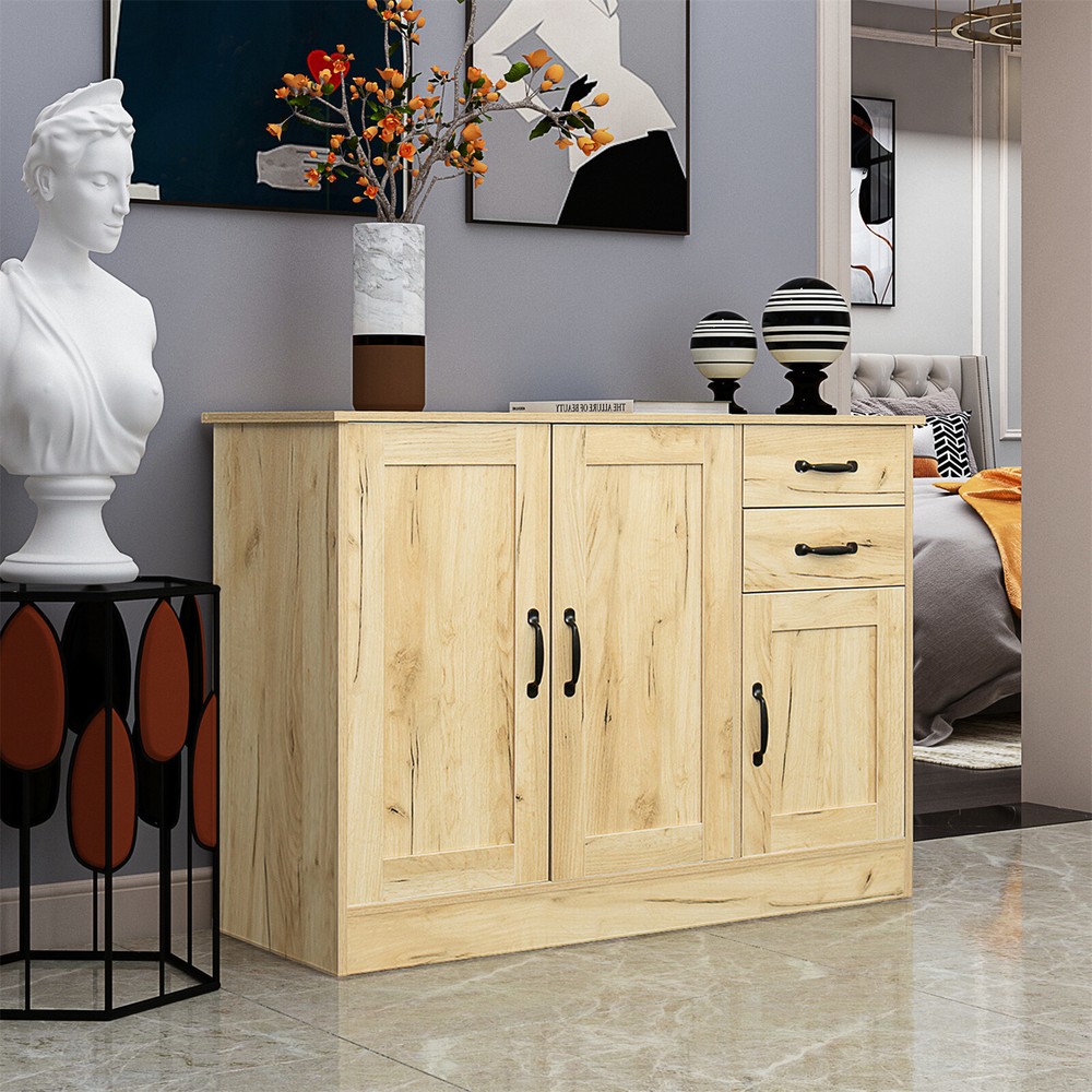 Modern Sideboard Buffet Storage Cabinet with 2 Doors and 2 Drawers for Entryway