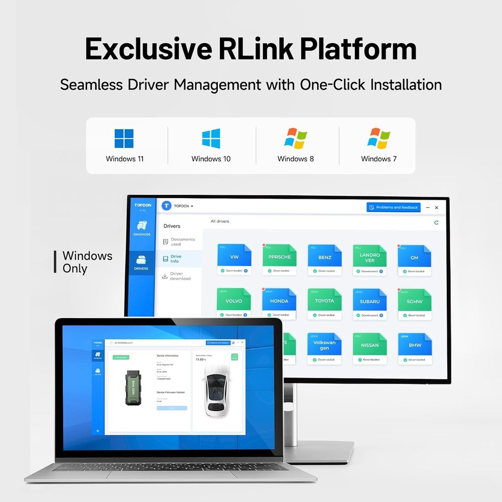 TOPDON RLink J2534 Pass-Thru Program Elite VCI with Multi-protocol CANFD D-PDU