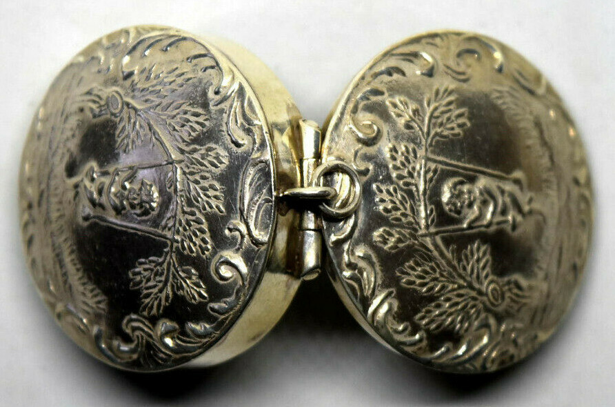 Antique Sterling Silver Cherub Pill Box Case Pendant