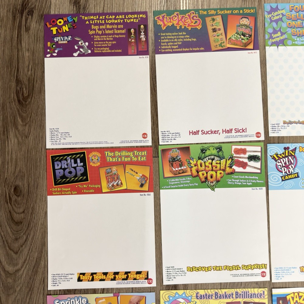 1996 Cap Candy Sales Sheets Catalog Lot Pop Store Display Retail Folder