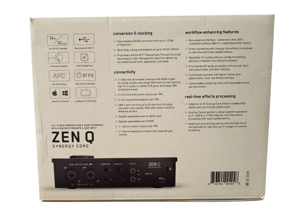 Antelope Zen Q Synergy Core Audio Interface, 14x10 Bus-Powered USB-C Interface
