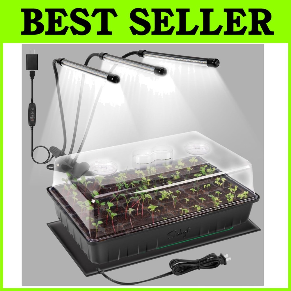 Complete 60-Cell Seed Starter Kit with Heat Mat & Grow Light