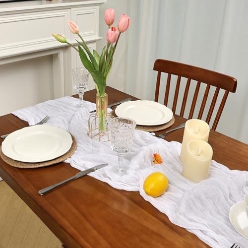 8 Pack Cheesecloth Table Runner 10ft Boho Gauze Fabric 120 8 Pcs - 10Ft White