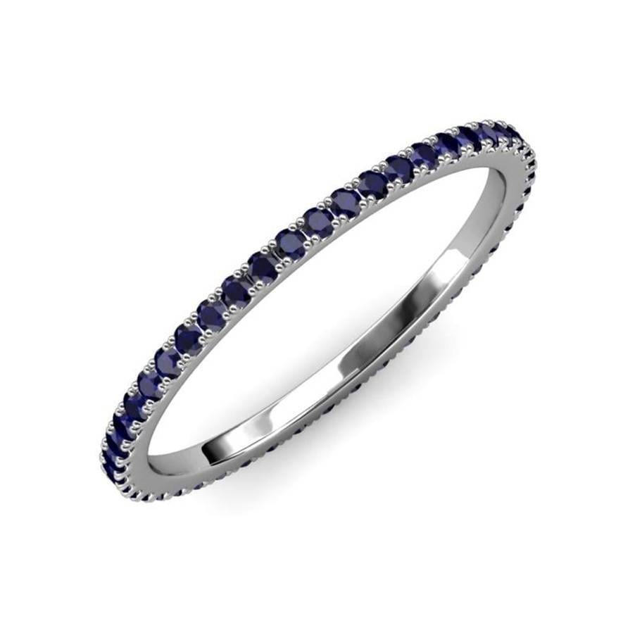 925 Sterling Silver Blue Sapphire Round 1.50MM Stackable Full Eternity Band Ring