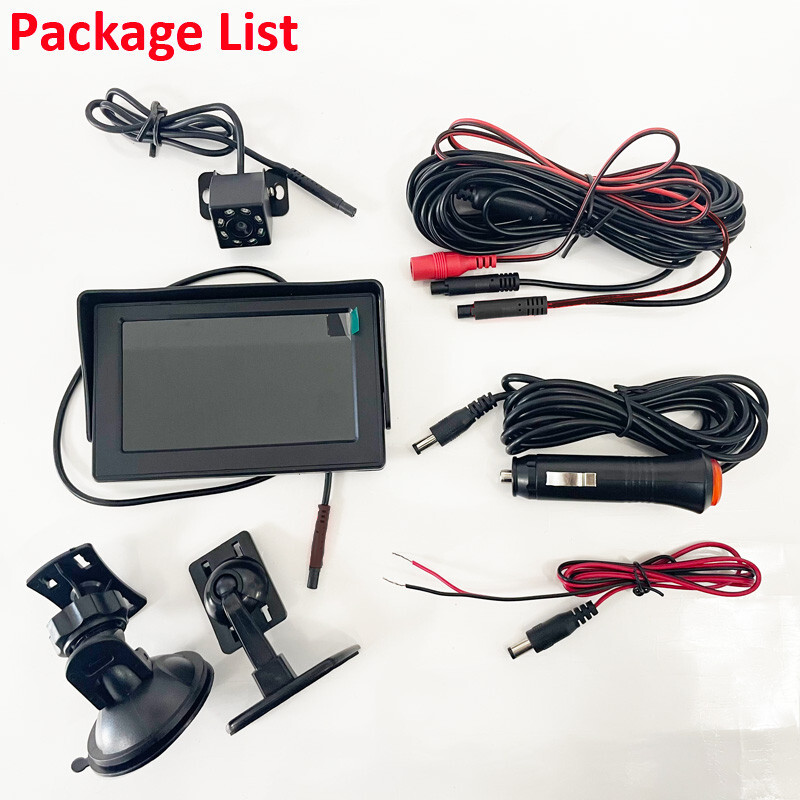 Car 4.3" Monitor AHD Rear View Reverse Backup Camera Kit w/ Cigarette Lighter