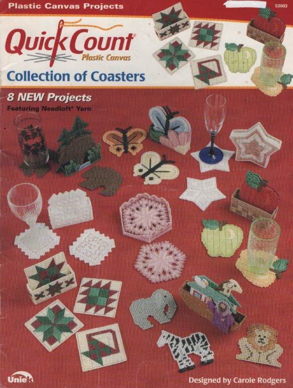 OOP!!! PLASTIC CANVAS COLLECTION OF COASTERS 8 PROJECTS TOO CUTE!!!