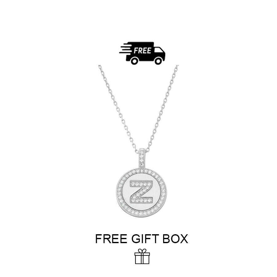 925 Sterling Silver Initial Letter Pendant With Cubic Zirconia
