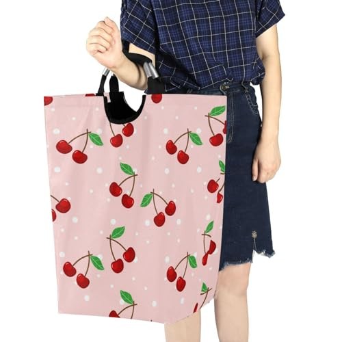 Cherry Laundry Hamper, Water-Resistant Oxford Cloth Storage Baskets with