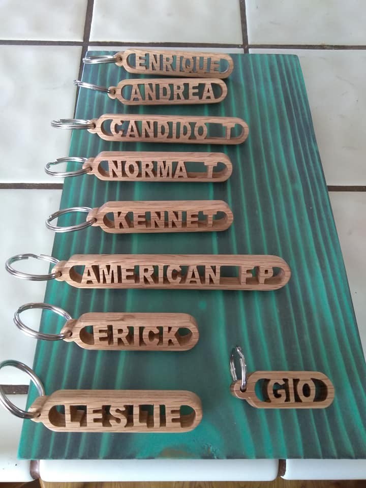 Custom Handmade Solid Oak Name Keychain – Hand-Cut Scroll Saw Art
