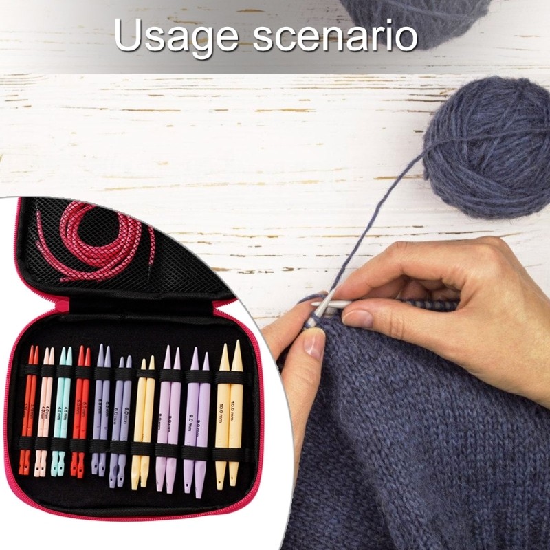 Circular Knitting Needle Set with Case, Interchangeable Knitting Needle Set