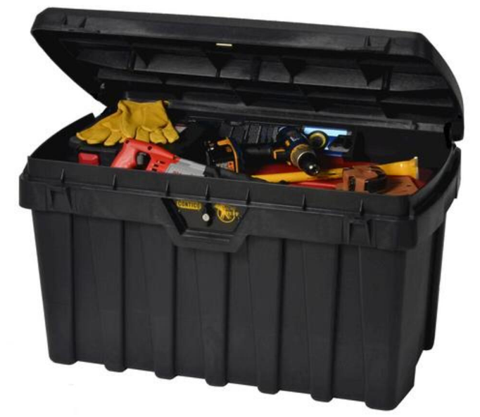 Large 50 Gallon Heavy Duty Black Tuff Bin Lock Tool Box Security Locking Storage