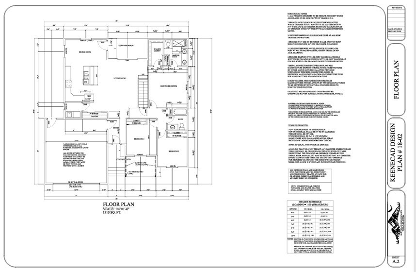 PLAN 18-02 1500 sq ft, 3 BED 2 BATH house plan