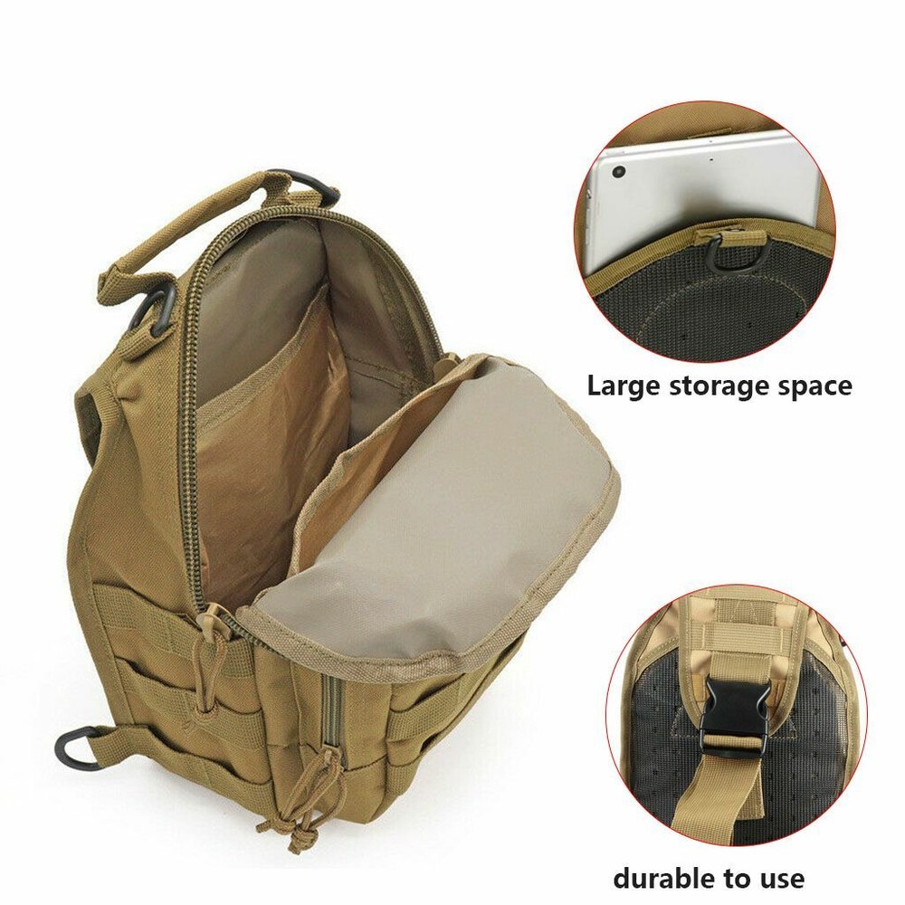 Mens Backpack Molle Tactical Sling Chest Bag Assault Pack Messenger Shoulder Bag
