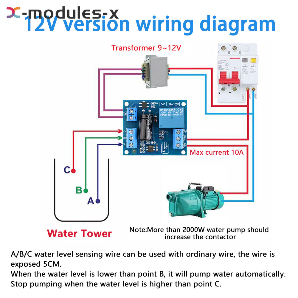 DC12V NE555 Automatic Water Level Control Module Liquid Sensor Switch Relay New