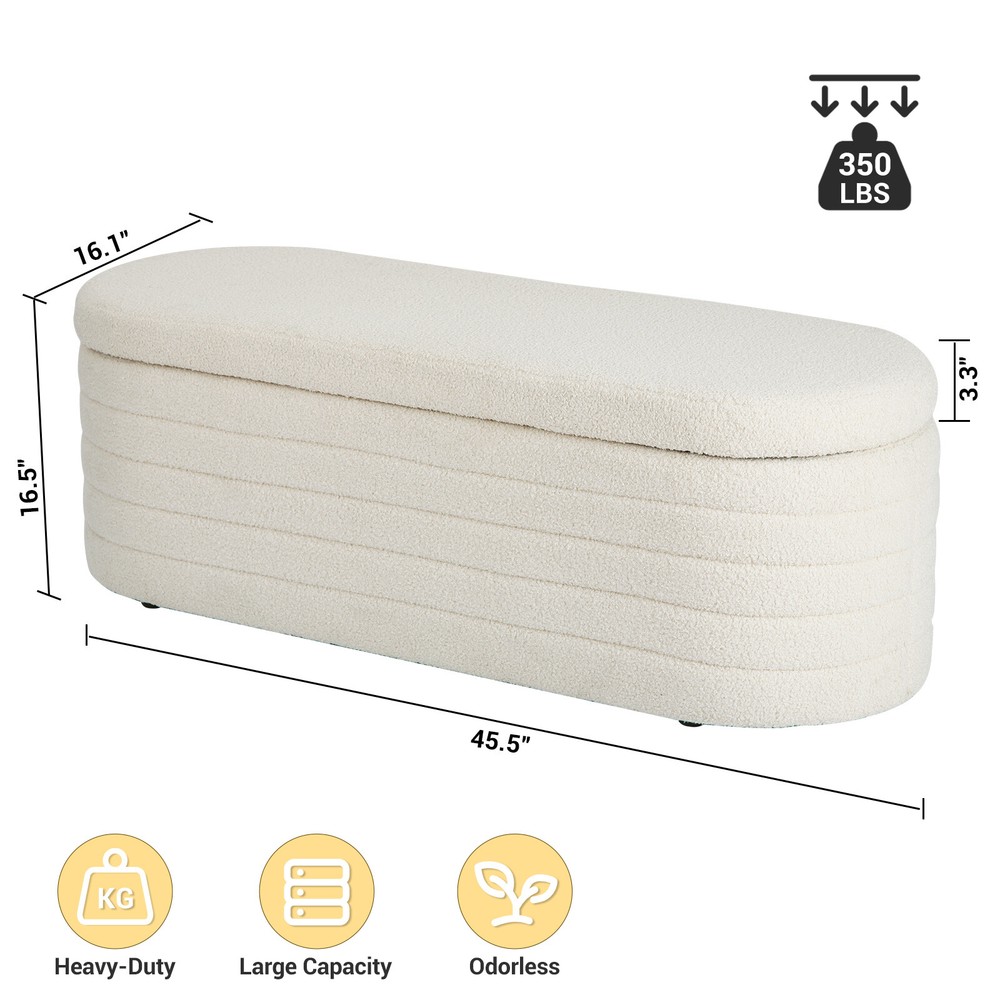 45.5" Upholstered Ottoman with Storage - Fabric, End/Entryway Bench for Sofa