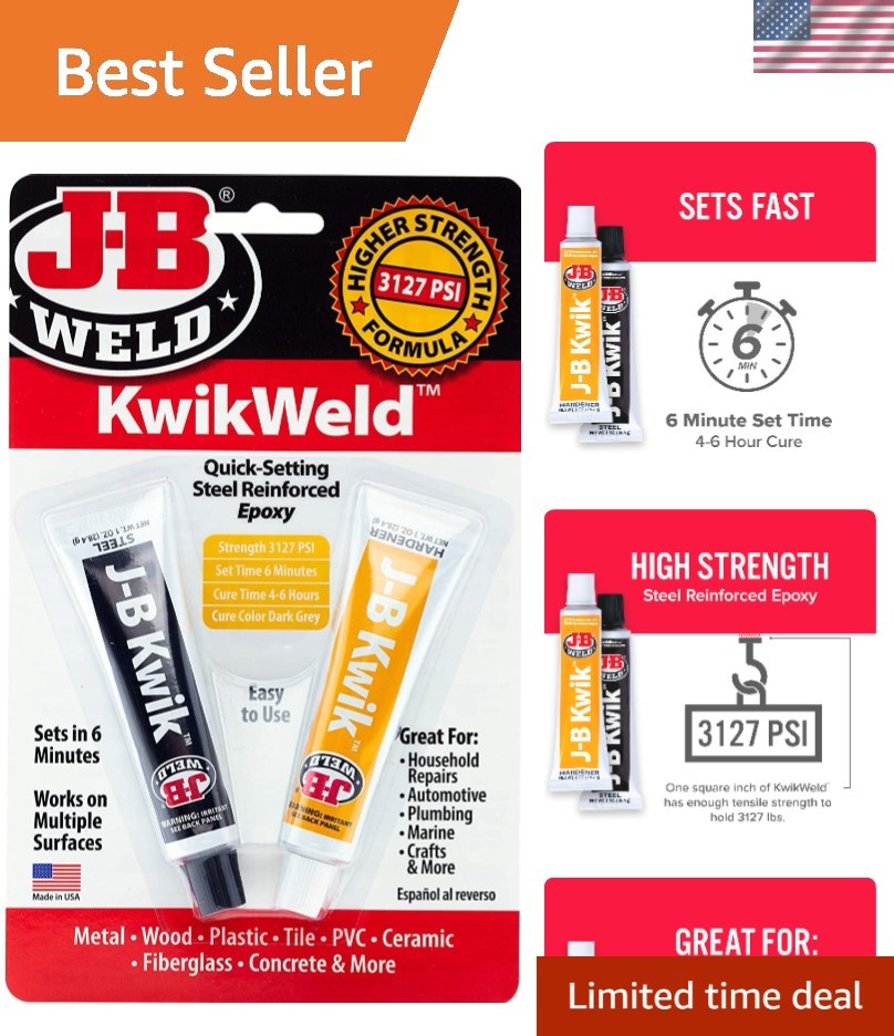 2 oz KwikWeld Quick Setting Epoxy - Strong, Paintable & Sandable Repair Solution