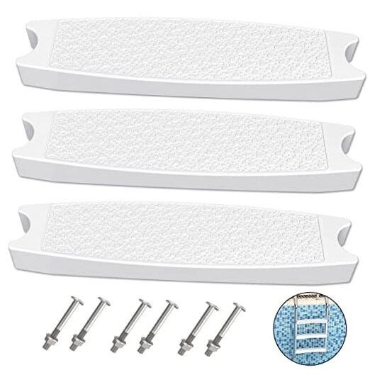 Pool Ladder Steps Replacement, (3-Pack) 18" Universal Heavy-Duty Molded White