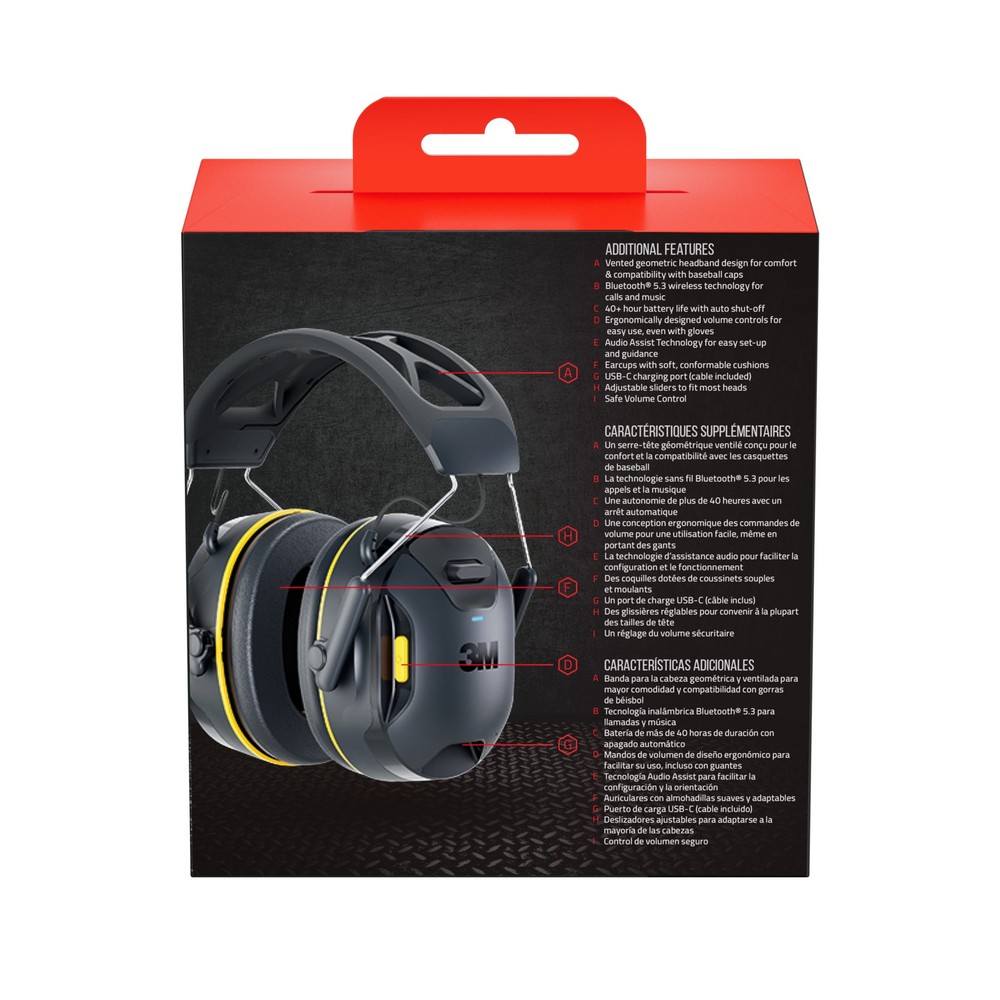 3M WorkTunes Connect Hearing Protector, 26dB NRR, Black, Model# 90570-DC