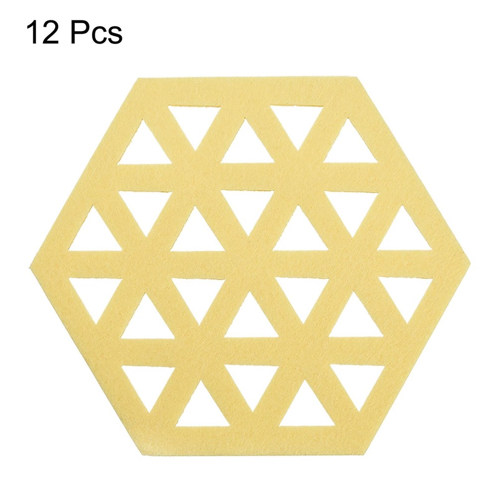 Felt Coasters 12pcs Hexagonal Coasters Coasters, Light Yellow