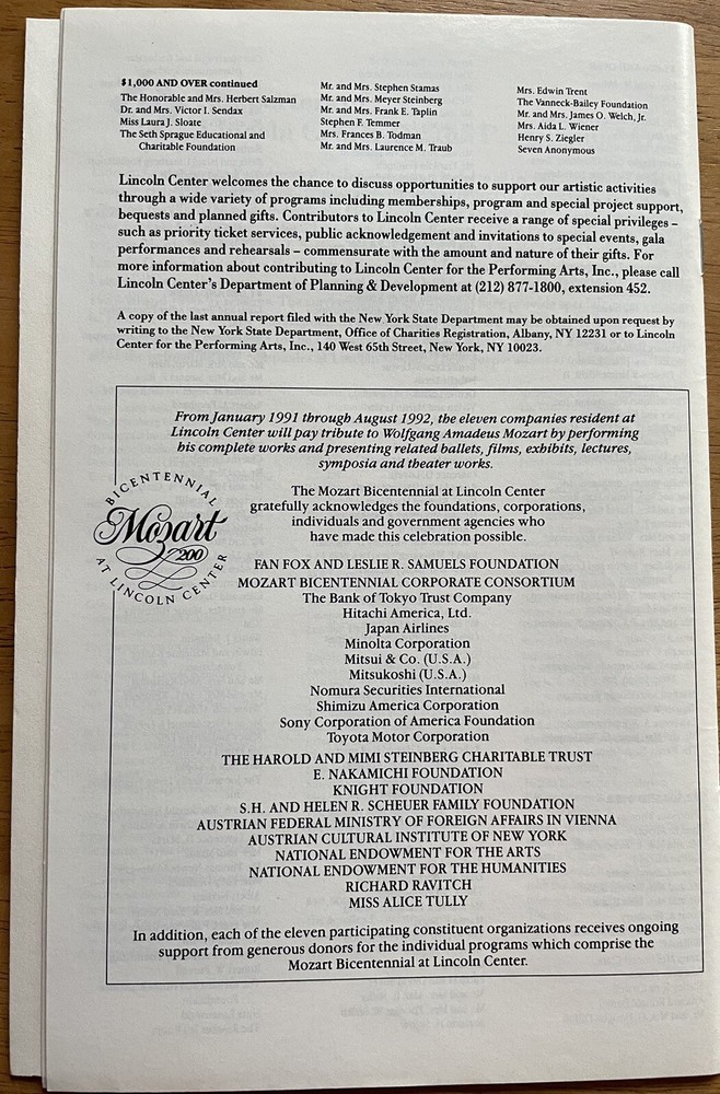 Soprano Tamara Sinyavskaya Autographed Program (The National Symphony Orchestra)