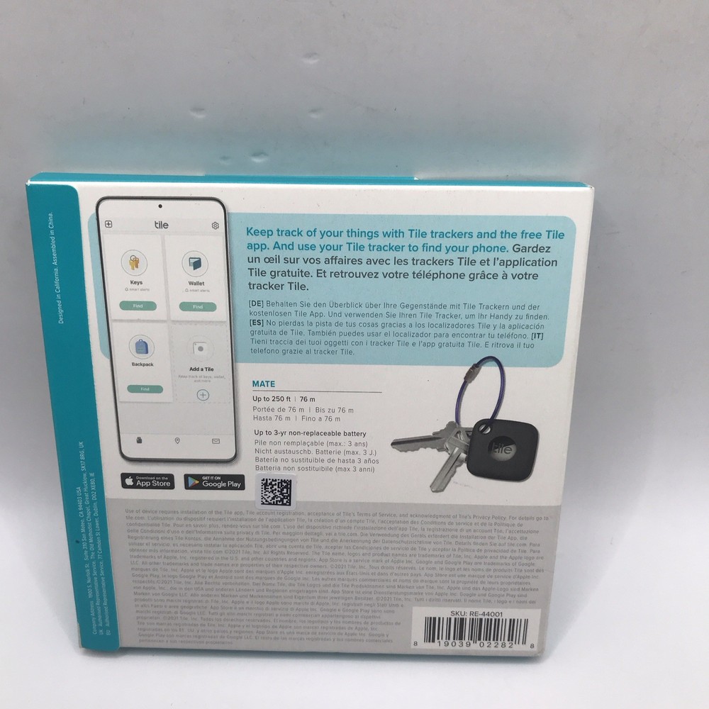 Tile Mate Bluetooth Tracker Black for Keys, Bags and More