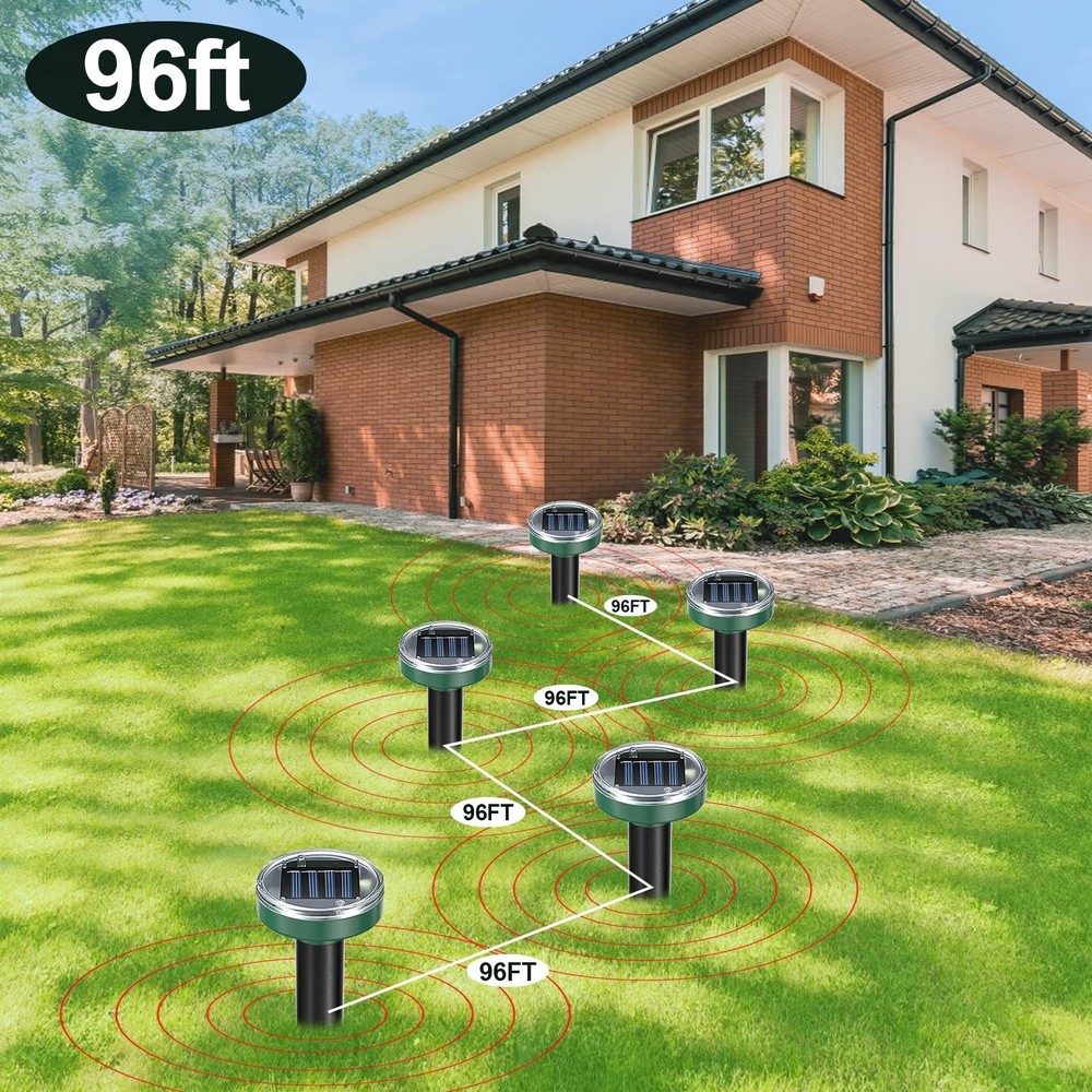 Mole Repellent Solar Powered 10 Pack Snake Ultrasonic, Green