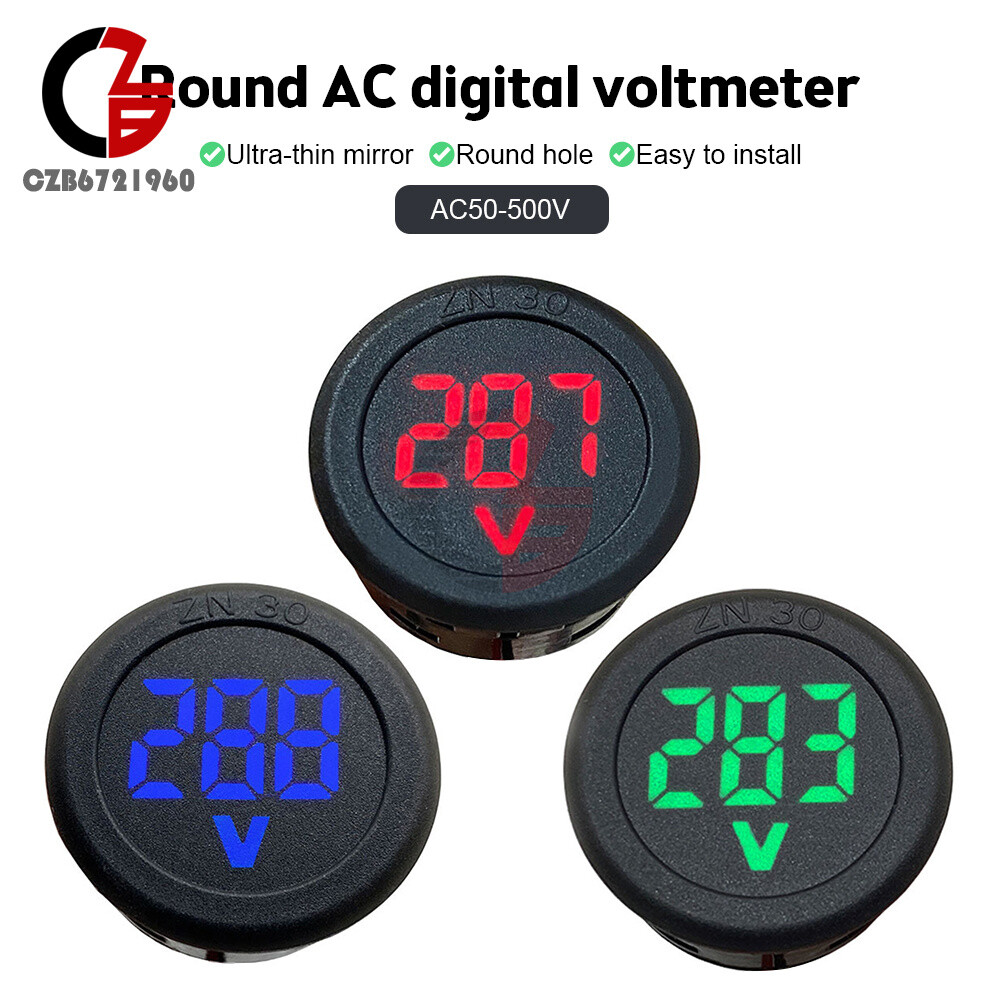 AC 50-500V Voltmeter LED Display Digital Panel Meter Voltage Indicator Red Blue