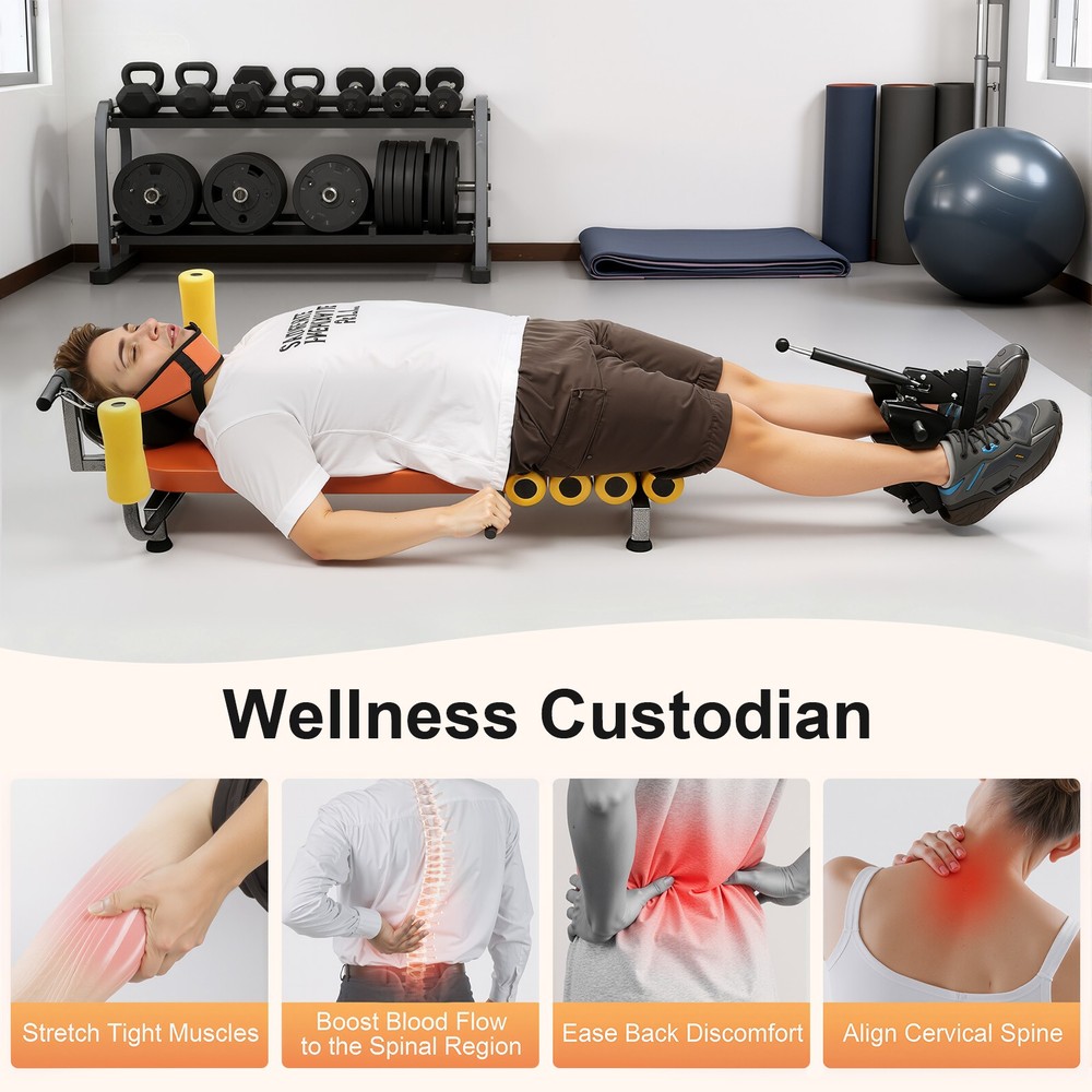 Back Lumbar Traction Stretch Bench Back Stretch Decompression Bench Moveable