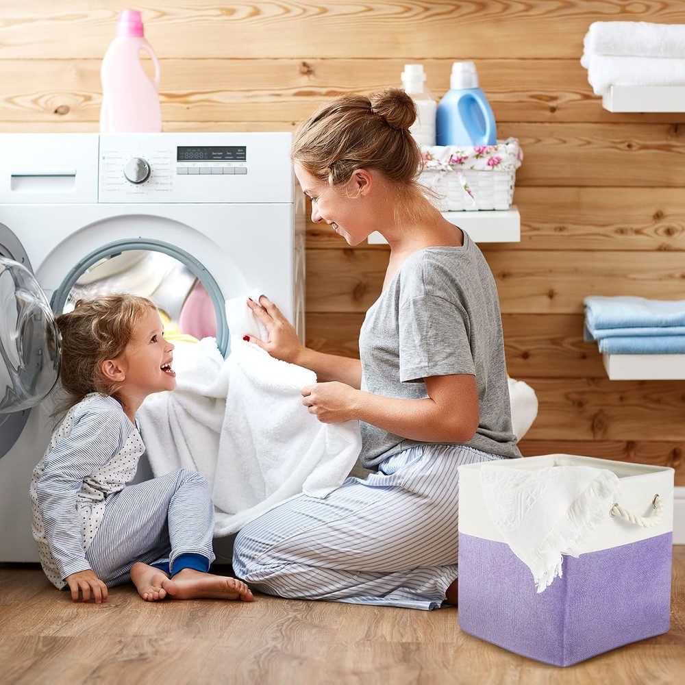 Fabric Organizer Collapsible Cube Basket with Sturdy Carrying Handle
