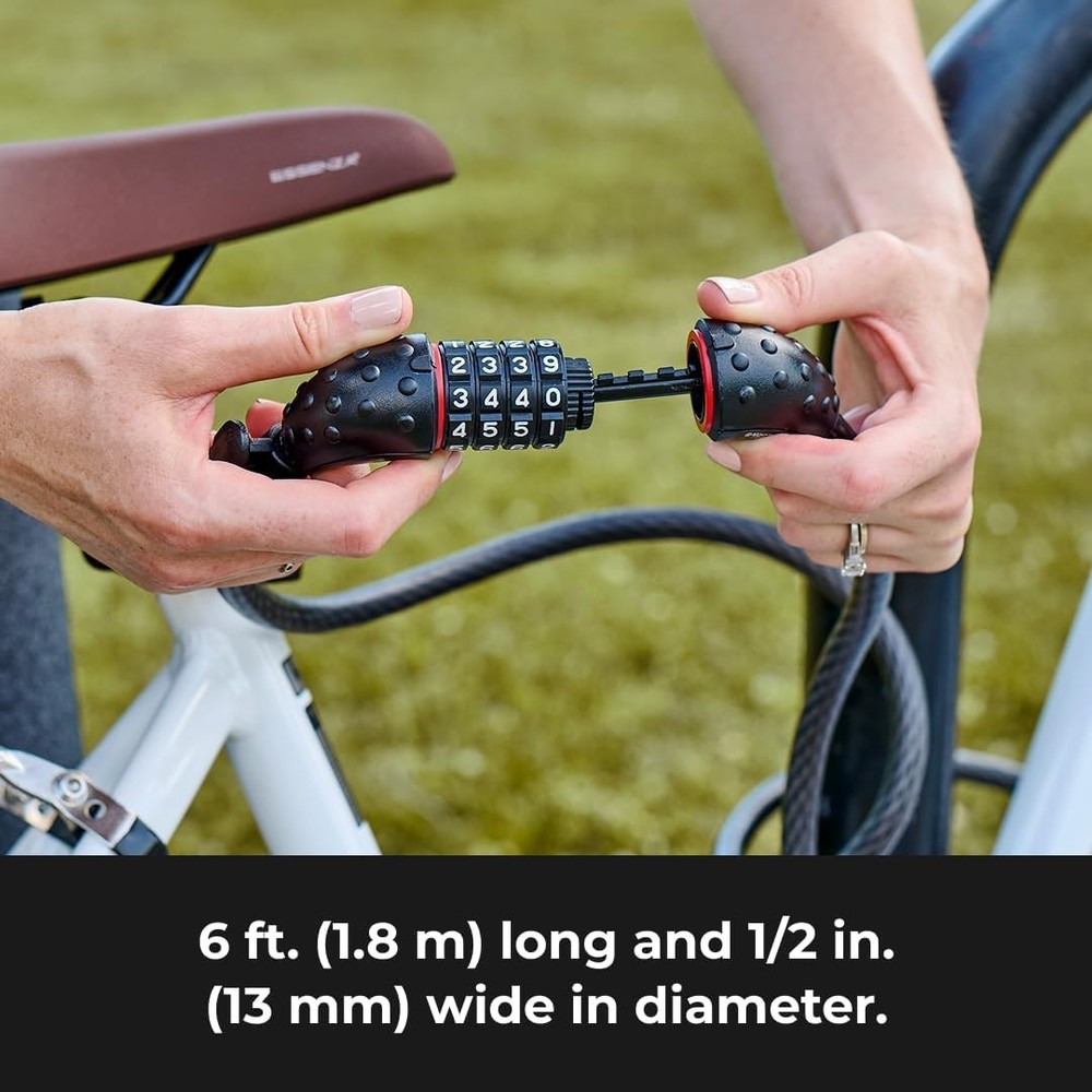 Master Lock Cable Lock, Set Your Own Combination Bike 6 ft. Long, Black