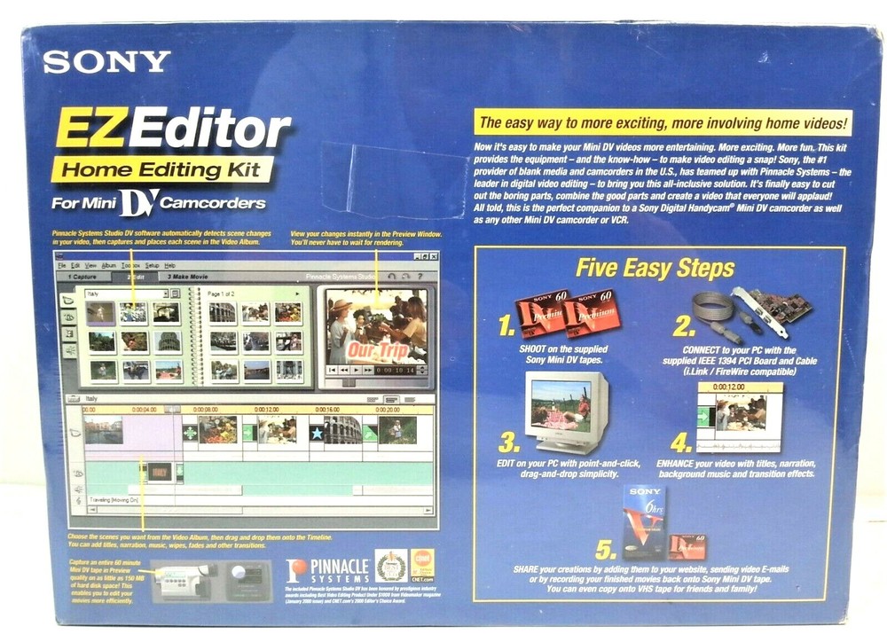 Sony EZ Editor Home Editing Kit For Mini DV Camcorders SEALED Windows 98 ME 2000