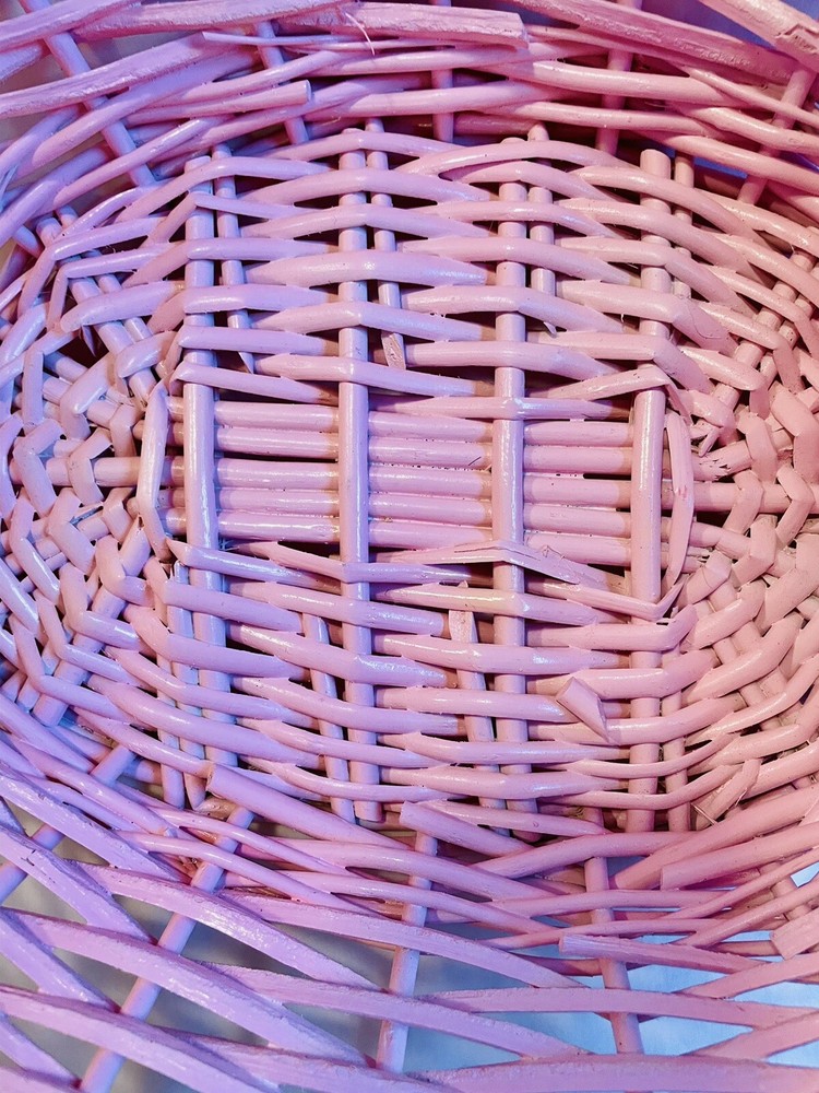 Oval Willow Pink Basket Wicker Easter Woven Tabletop Fruit Kitchen Decorative XL