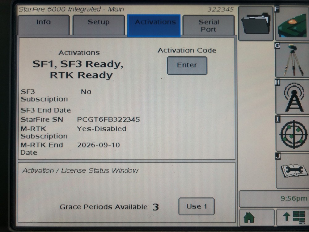 John Deere SF6000 RTK Starfire GPS Integrated Receiver