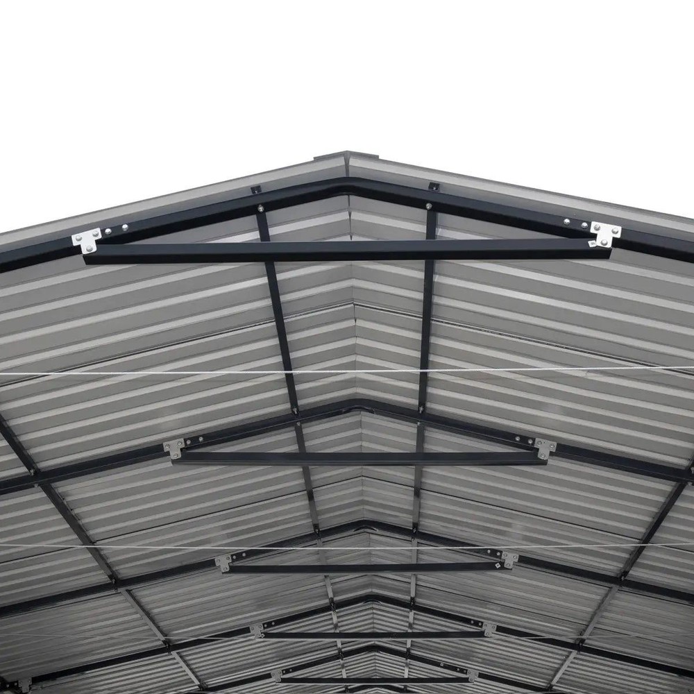 20x20ft Durable Galvanized Carport, 10ft Fully Covered Sides, 27GA Panel System