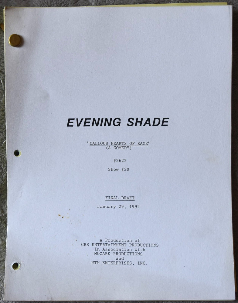 1992 Evening Shade (Callous Hearts of Rage) Original Screenplay Script