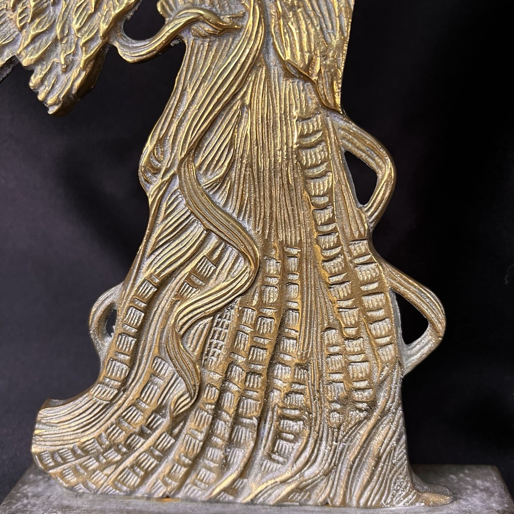 Solid Brass Angel Candle Candlestick Holder, Double Sided, 9-inch