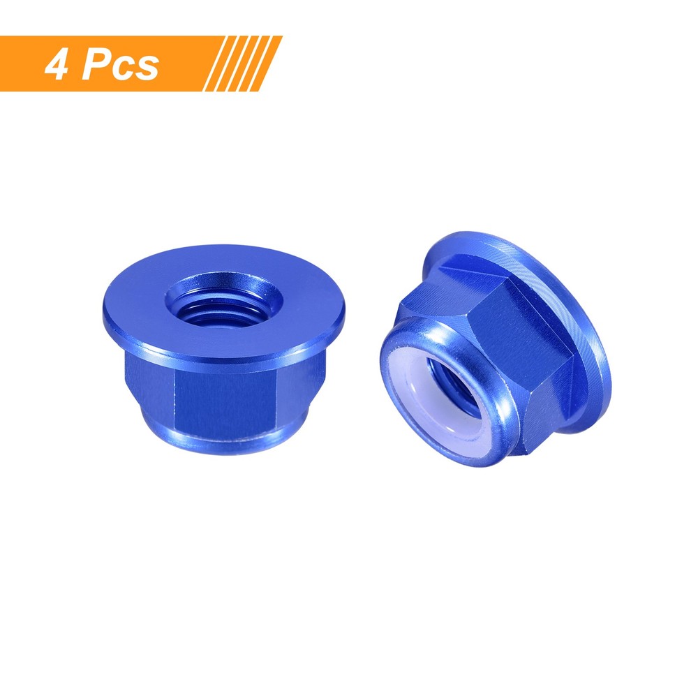 Nylon Insert Hex Lock Nuts, 4pcs - M5x0.8mm Self-Locking Nut(Sapphire Blue)