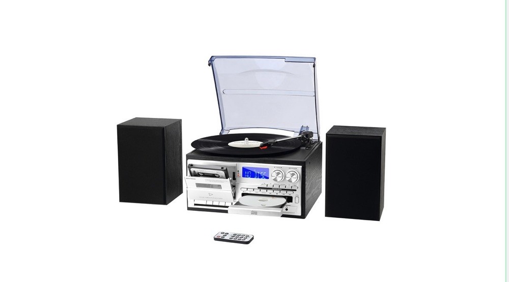 Compact All-in-One Record Player with External Speakers & Bluetooth Connectivity