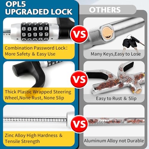 Car Steering Lock Anti-Theft Device, Multiple Password High-Security,