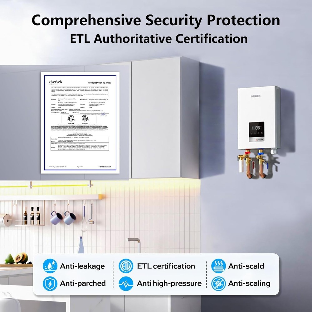 【90% NEW】ORBEK 18KW Tankless Water Heater Electric Instant Hot Boiler for Shower