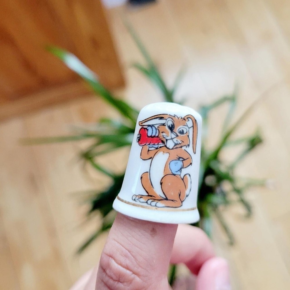 Vintage Rabbit with Carrot Thimble