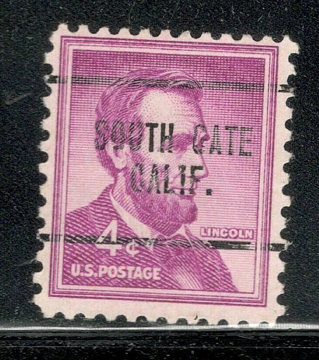 Sc # 1036 ~ 4 cent Liberty Issue, Precancel, SOUTH GATE CALIF.
