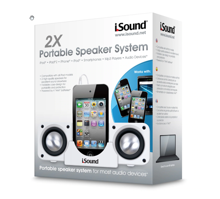 iSOUND 2X PORTABLE SPEAKER SYSTEM - DGIPOD-1560 - WHITE - RC 9071