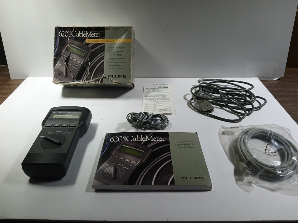 Fluke 620 LAN Cable Meter Cat5 Ethernet Coaxial Tester box cable Tested