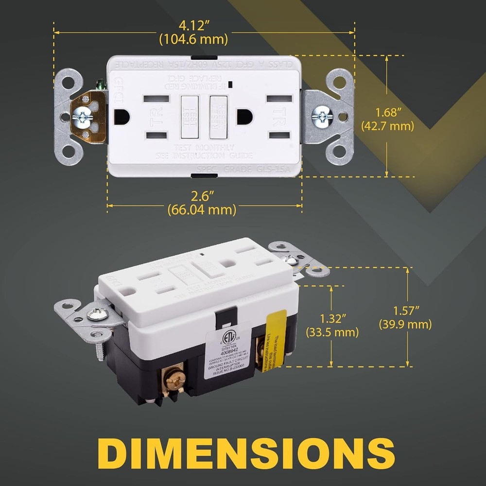 15A GFCI Outlets 3-Pack - Self-Testing with LED Indicator, Listed for Safety