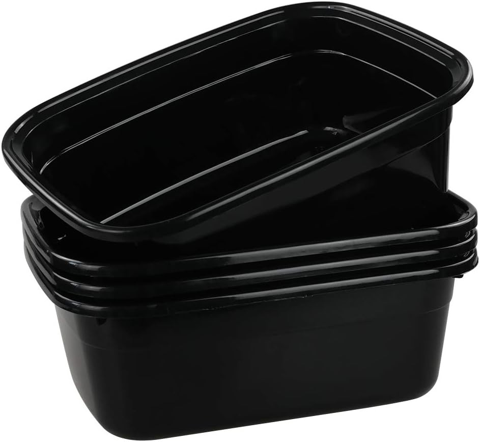 Plastic Dish Pan, Black Washing Basin, 14 Quart, 4-Pack