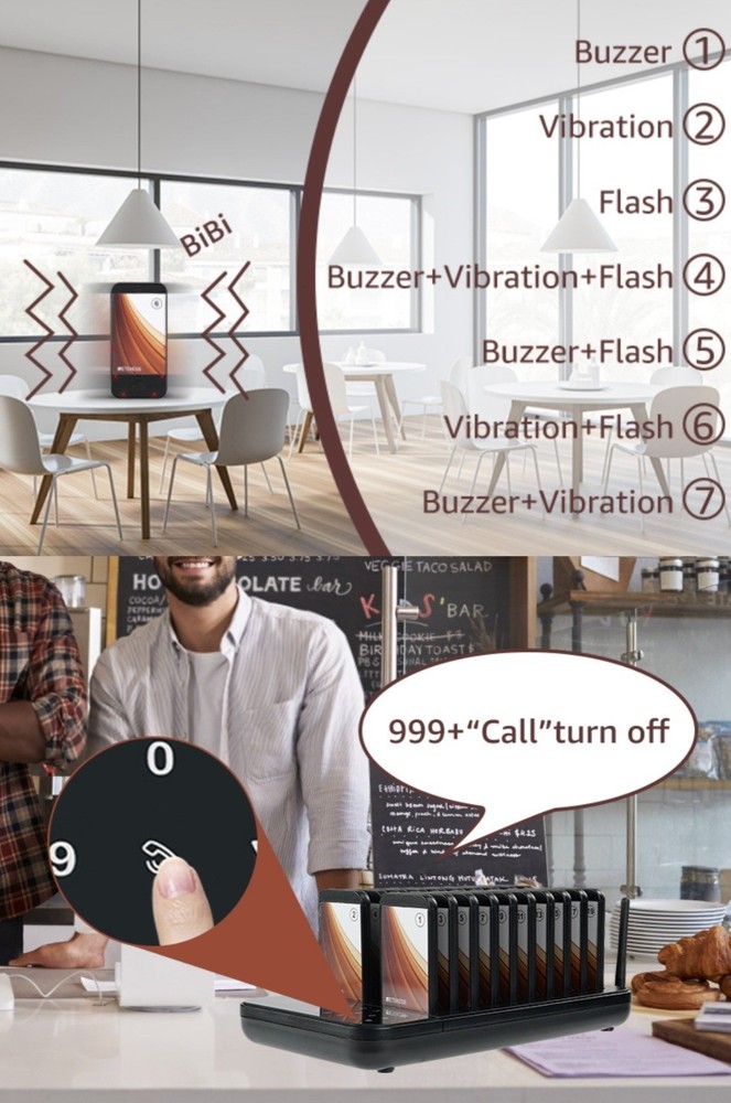 Restaurant Pager, Queue Wireless Calling System, 1640ft Working Distance TD173