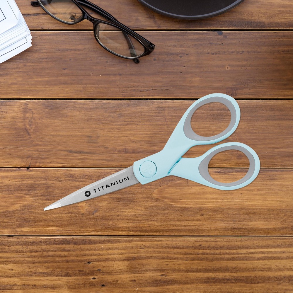 Titanium Bonded Micro-Tip Crafting Scissors, Light Blue Precision Sewing and