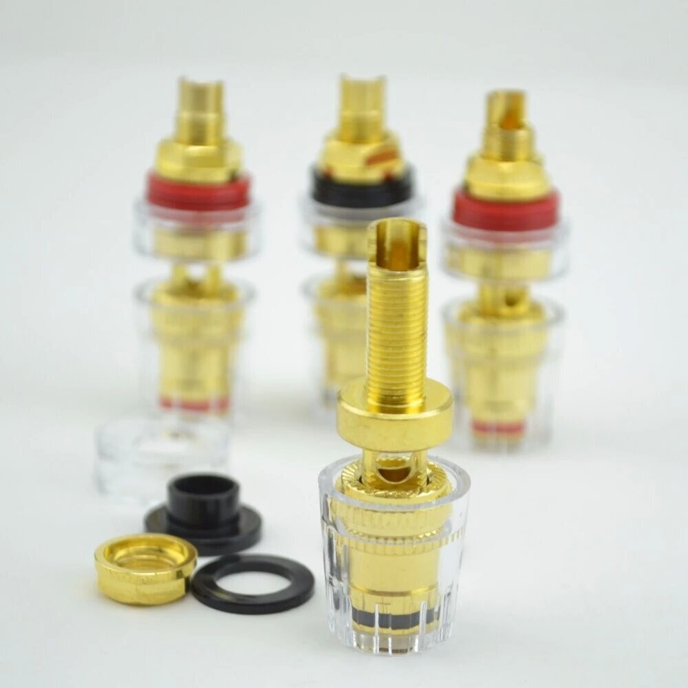 4pcs Gold Plated Short Thread Terminal Speaker Jack HIFI Speaker Binding Post